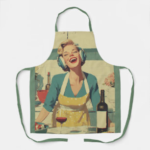 Retro Happy Cooking Vibes Apron