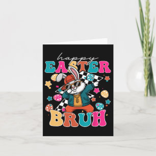 Retro Happy Easter Bruh Cute Bunny Dabbing Toddler Card