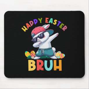 Retro Happy Easter Bruh Dabbing Bunny Kids Boys Mouse Pad