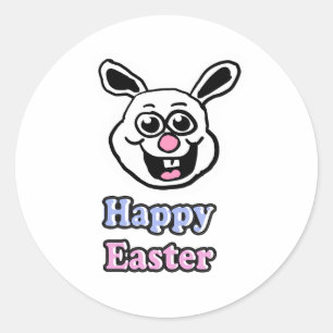 Retro Happy Easter Bunny Classic Round Sticker