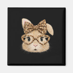 Retro Happy Easter Bunny Coquette Leopard Rabbit Magnet