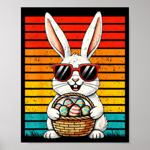 Retro Happy Easter Bunny Sungles Basket Eggs Boy G Poster