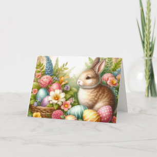 Retro Happy Easter Rabbit / Family Greeting Card