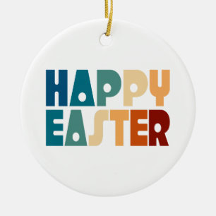 Retro Happy Easter Typography   Ornament