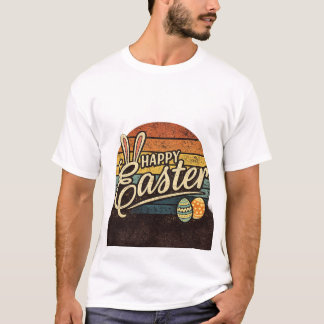 Retro Happy Easter Vintage Sunset Bunny Graphic T- T-Shirt