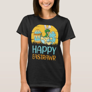 Retro Happy Eastrawr T Rex Easter Bunny Dinosaur T-Shirt