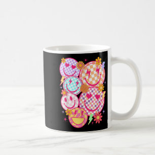 Retro Happy Face Chequered Pattern Smile Face Tren Coffee Mug