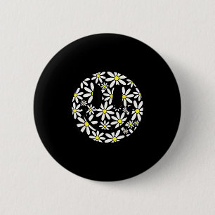 Retro happy face daisy flower preppy aesthetic 2 inch round button