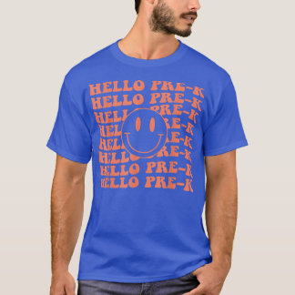 Retro Happy Face Hello Pre K Smile Team Teacher T- T-Shirt