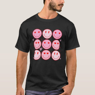 Retro Happy Face Pink Cute For Valentine's Day Gro T-Shirt