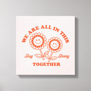 Retro Happy Flower Graphic Canvas Print