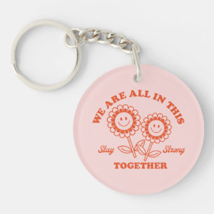 Retro Happy Flower Graphic Keychain