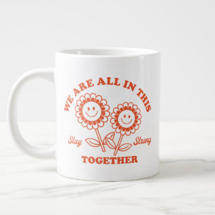 Retro Happy Flower Graphic Large Coffee Mug