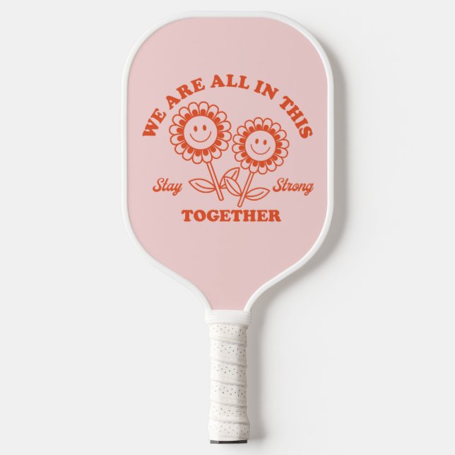Retro Happy Flower Graphic Pickleball Paddle (Front)