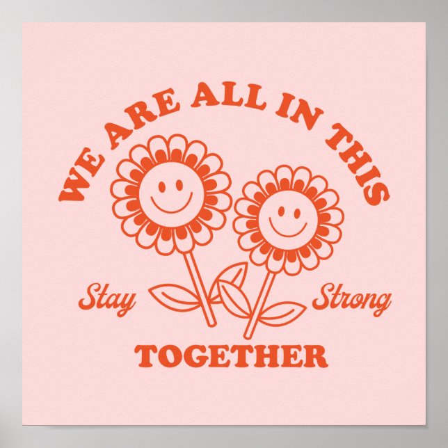 Retro Happy Flower Graphic Poster (Front)