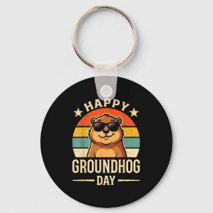 Retro Happy Groundhog Day Cool Ground Hog Day 2026 Keychain
