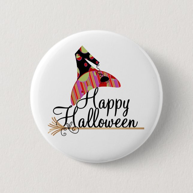 Retro Happy Halloween 2 Inch Round Button (Front)