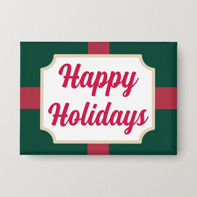 Retro Happy Holidays Button  (Front)