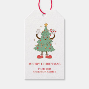 Retro Happy Holidays Christmas Gift Tags