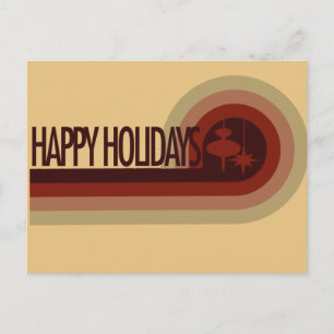Retro Happy Holidays Holiday Postcard