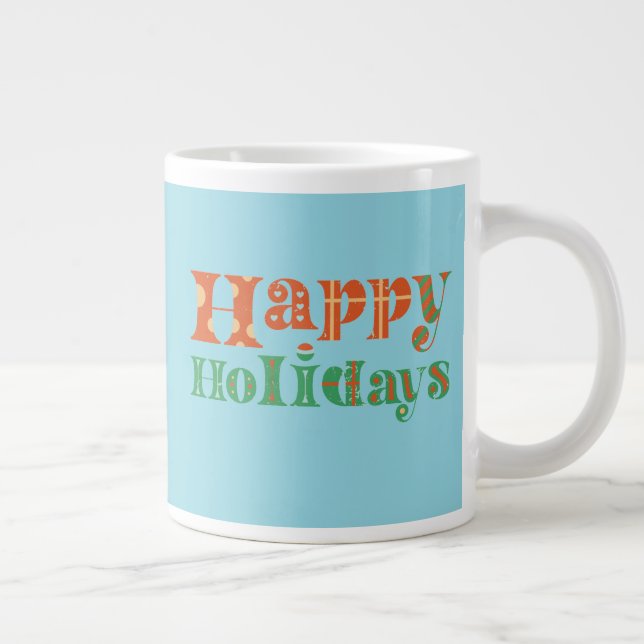 Retro Happy Holidays Large Coffee Mug (Right)