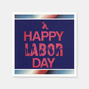 Retro Happy Labour Day In Retro Red Napkin