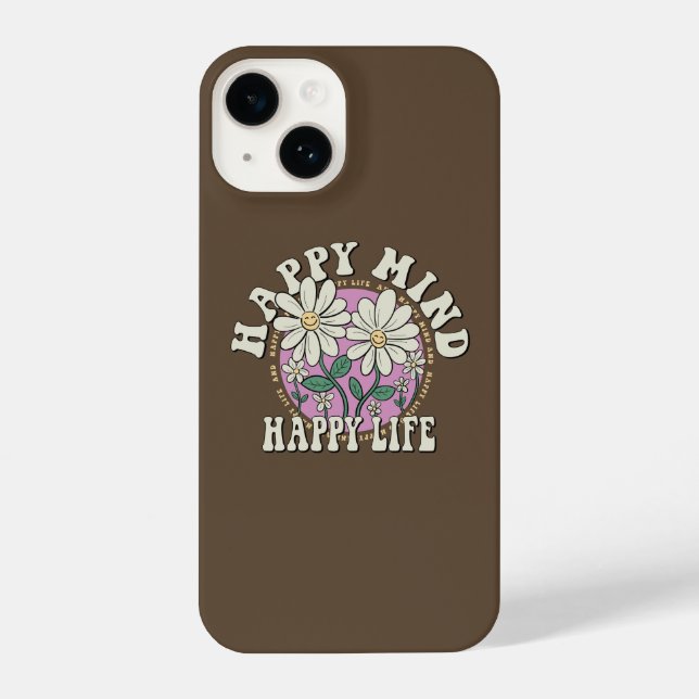 Retro Happy Mind Happy Life iPhone Case (Back)