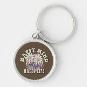 Retro Happy Mind Happy Life Keychain