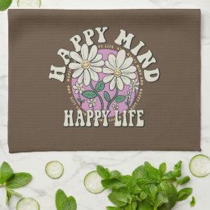 Retro Happy Mind Happy Life Kitchen Towel