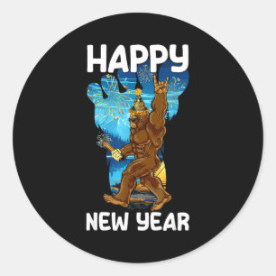Retro Happy New Year 2026 Bigfoot Lovers New Years Classic Round Sticker