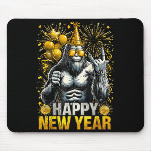 Retro Happy New Year 2026 Bigfoot Lovers New Years Mouse Pad