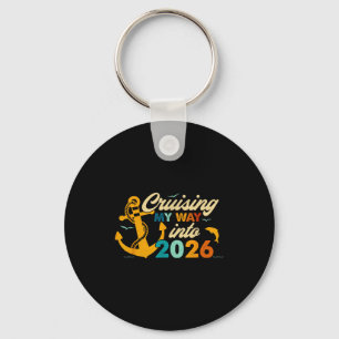 Retro Happy New Year 2026 Nye Disco Cute Bow Hipe  Keychain