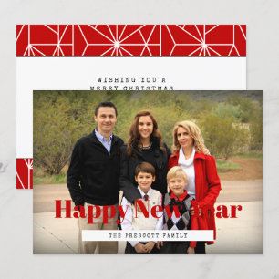 Retro Happy New Year family photo Holiday Card