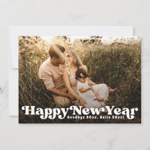 Retro Happy New Year Photo Holiday Card