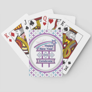 Retro Happy New Year Sign – Celebrate Marquee Playing Cards