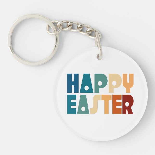 Retro Happy Pâques Typographie | PORTE - CLÉ (Devant)