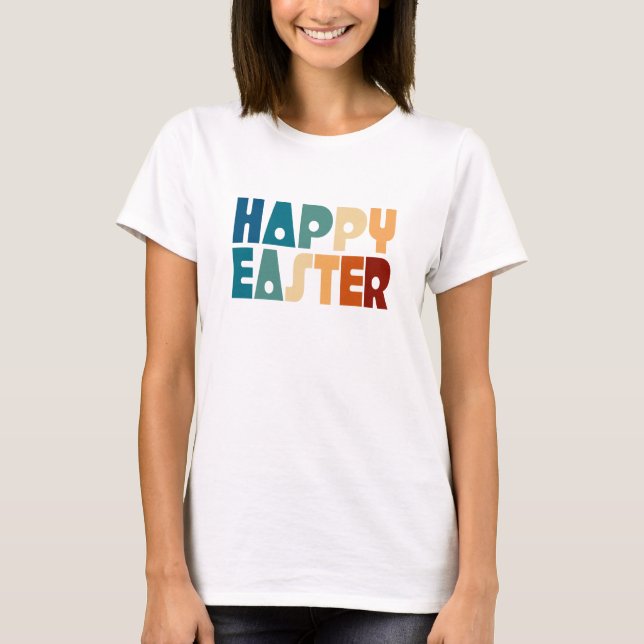 Retro Happy Pâques Typographie | T-shirt (Devant)