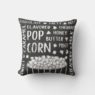 Retro Happy Popcorn Party Throw Pillow