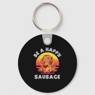 Retro Happy Sausage Dog Keychain