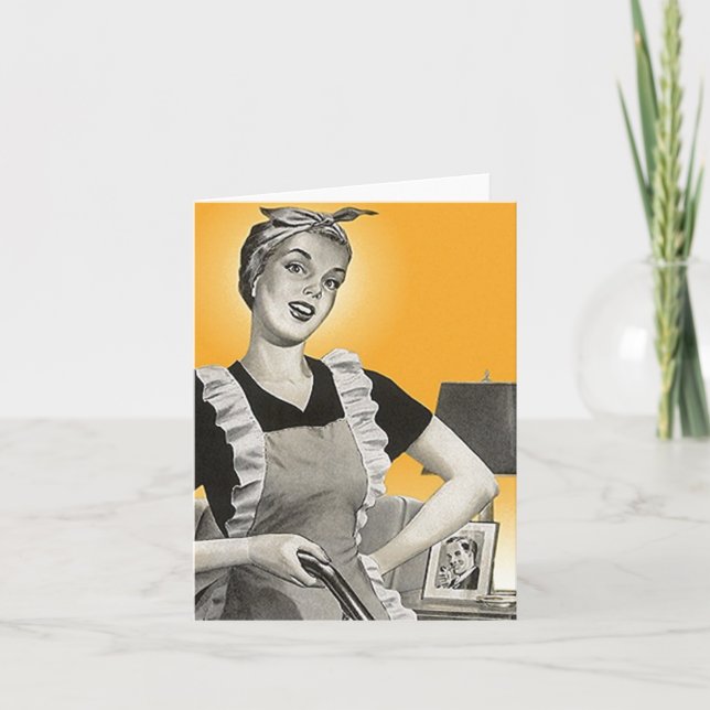Retro Happy Suburban Homemaker Home Blank Cards (Front)
