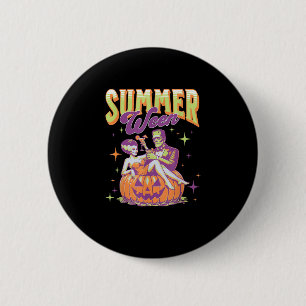 Retro Happy Summerween Funny Frankenstein Monster 2 Inch Round Button