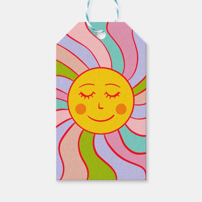Retro happy sun gift tags (Front)