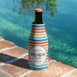 Retro Happy Surgical Tech Week Bottle Cooler
