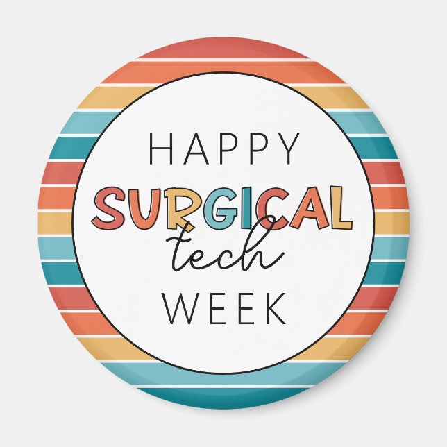 Retro Happy Surgical Tech Week Magnet (Front)