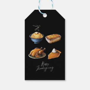 Retro Happy Thanksgiving Fall Pumpkin Pie Gift Tags