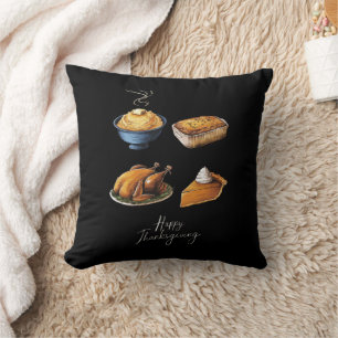 Retro Happy Thanksgiving Fall Pumpkin Pie Throw Pillow