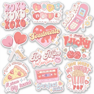 Retro Happy Valentine's Day Vinyl Sticker Pack