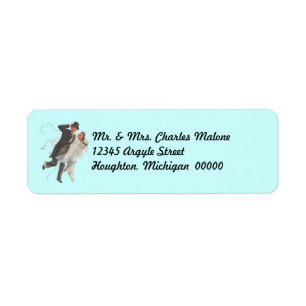 Retro Happy Wedding Couple Return Address Labels