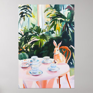 Retro Hare Poster, Hare Oil Painting, Vintage Hare Poster