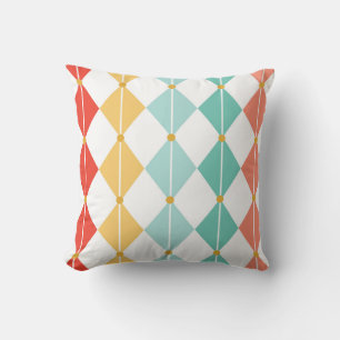 Retro Harlequin Diamond Seamless Pattern Throw Pillow